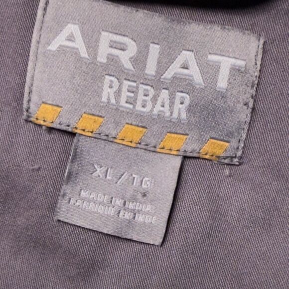 Ariat Rebar Gray Make Tough Dura Stretch Classic Fit Work Shirt Mens Size XL - Picture 4 of 14